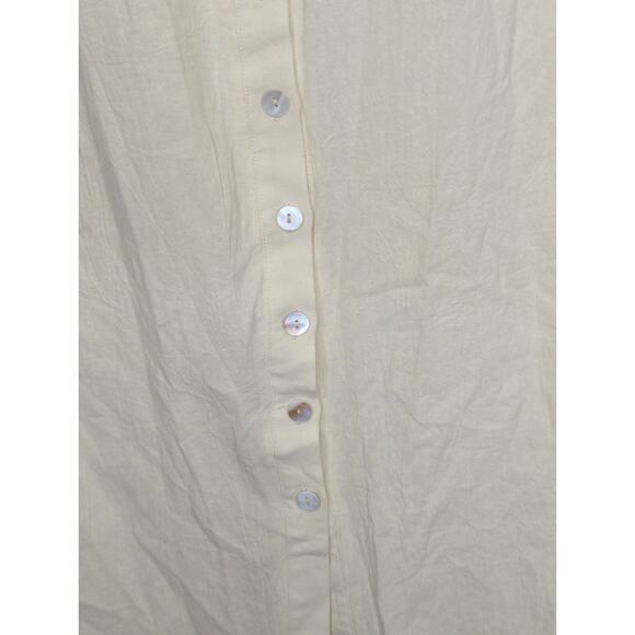 Cider Solid V-neck Yellow Button Shift Maxi Dress MEDIUM NWT Coastal Casual - Picture 5 of 10